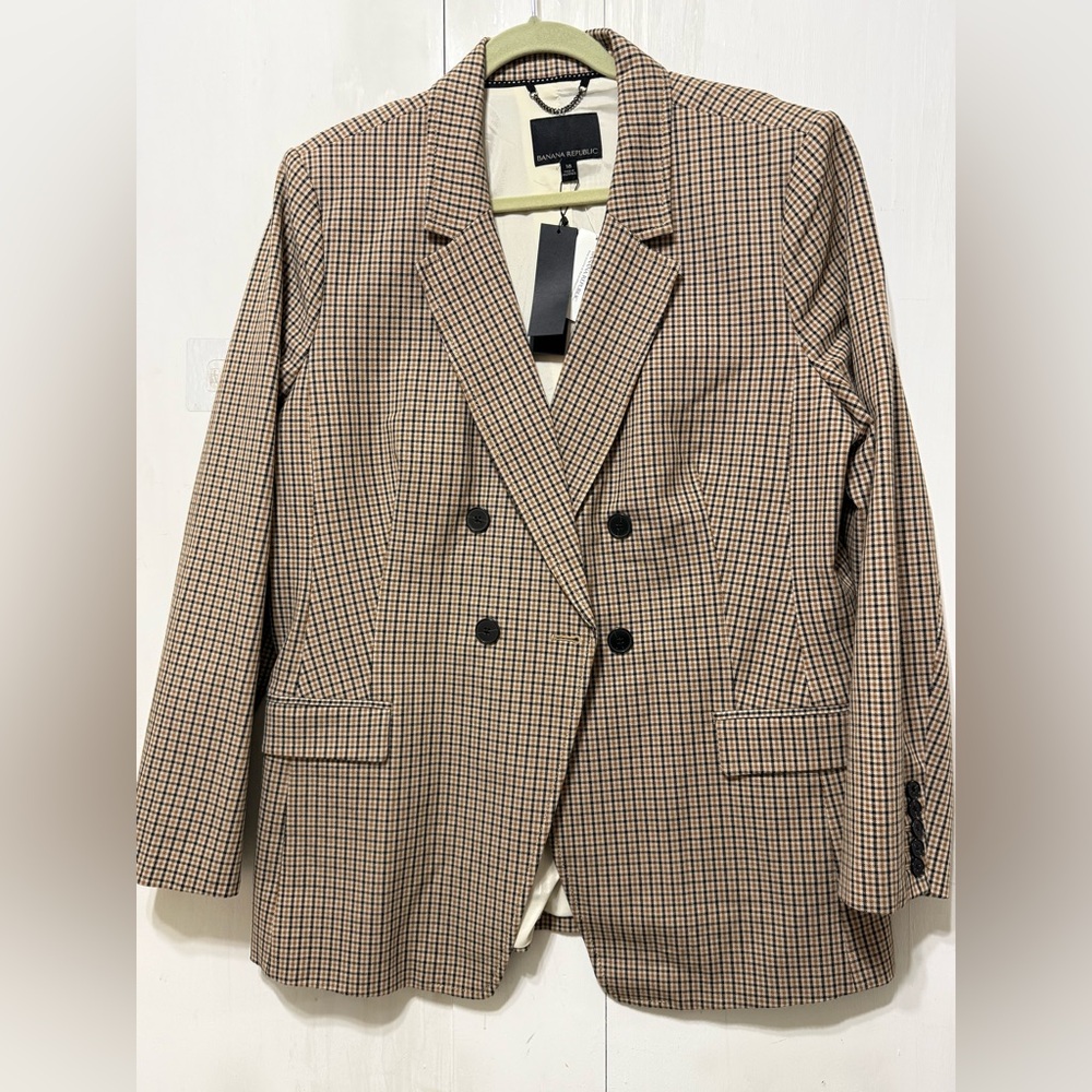 Banana Republic Double-Breasted Plaid Blazer NWT - Picture 4 of 13
